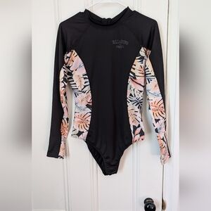 Billabong Black Floral Long Sleeve Swimsuit